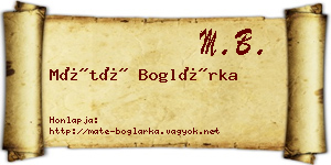Máté Boglárka névjegykártya